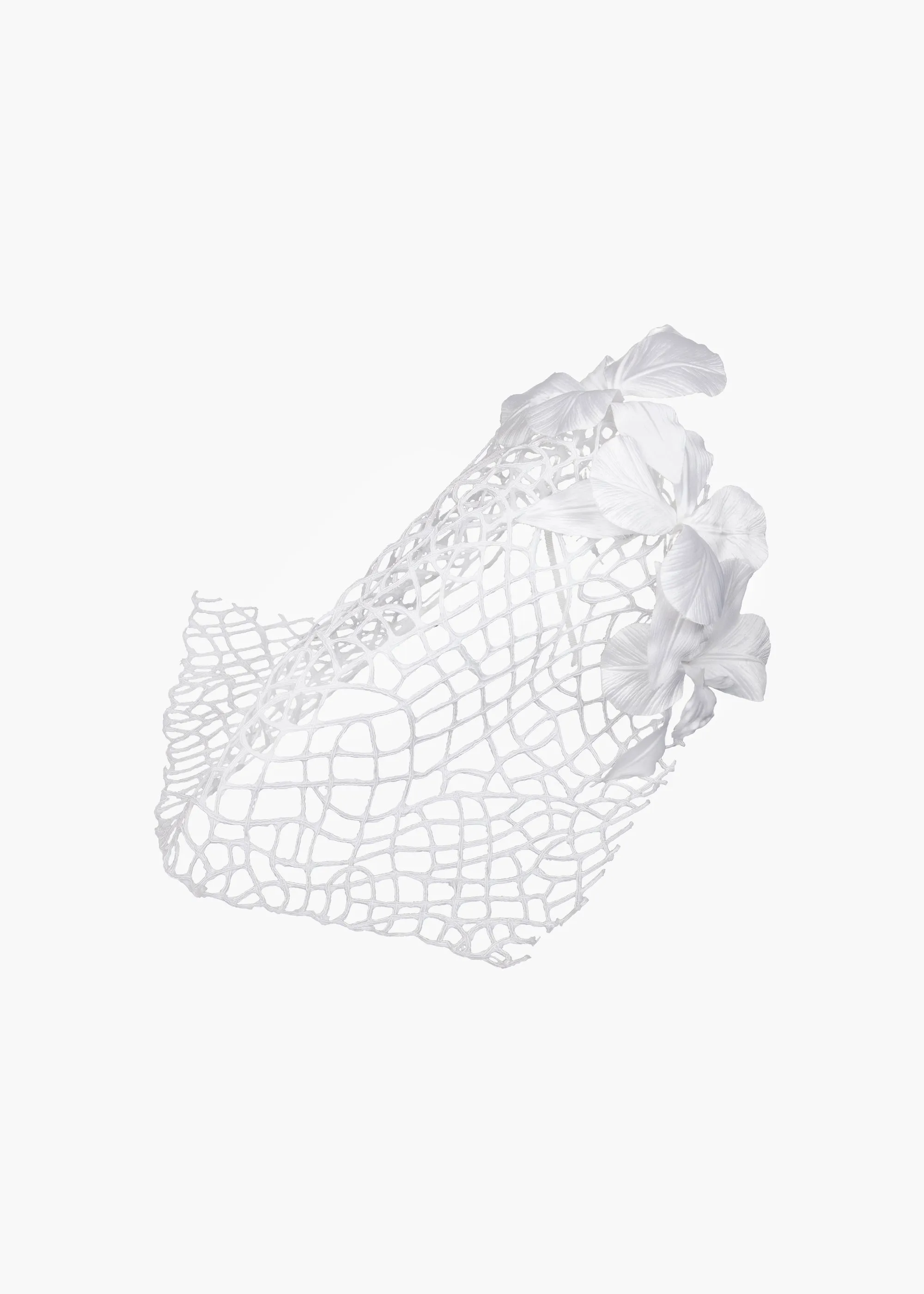 Double Satin Orchid Cage Veil -- Cream