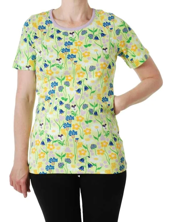 DUNS Short Sleeved T-shirt Adult - Midsummer Flowers Green