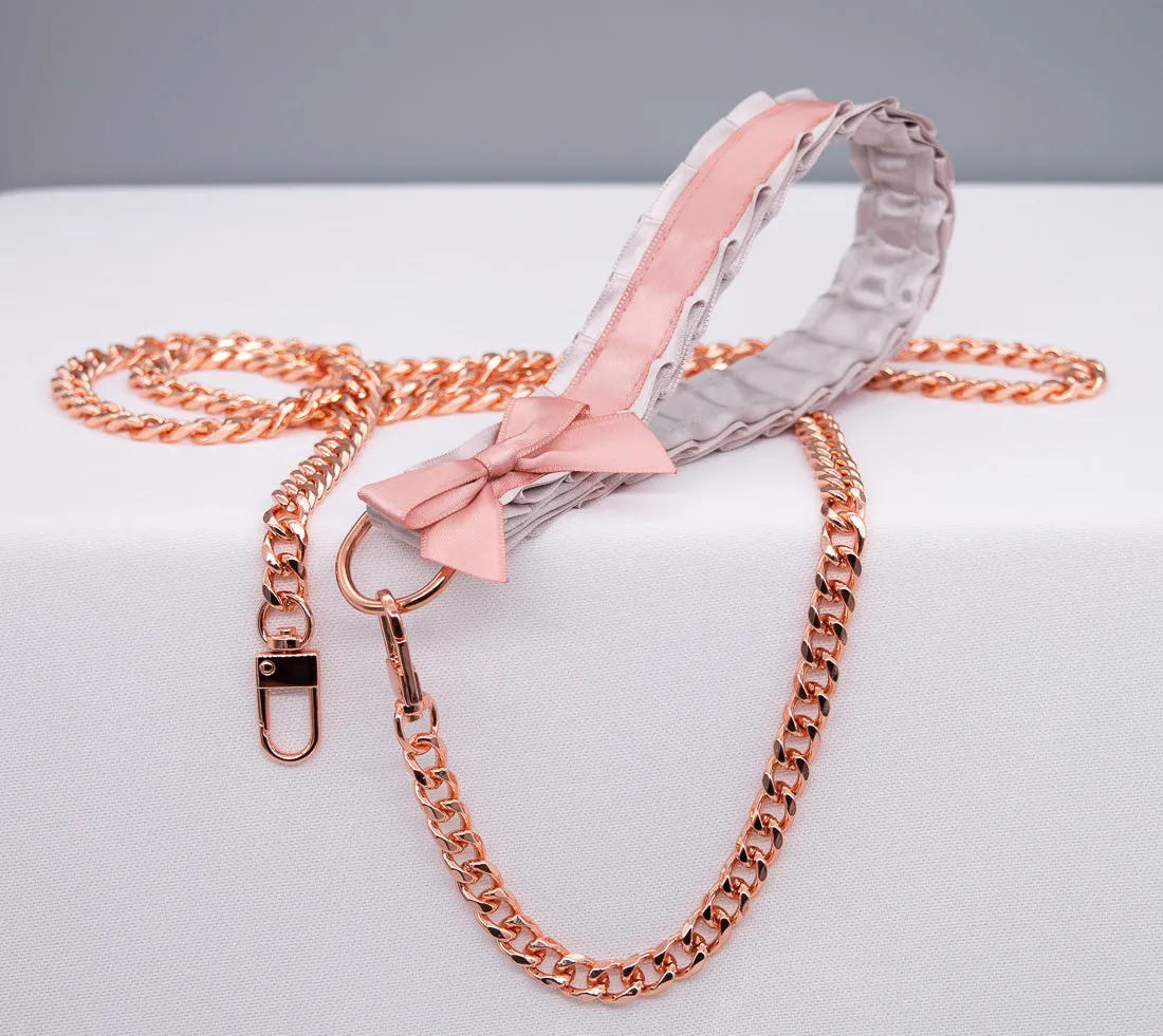 Dusty Lilac and Mauve Rose Gold Collar and Leash Set