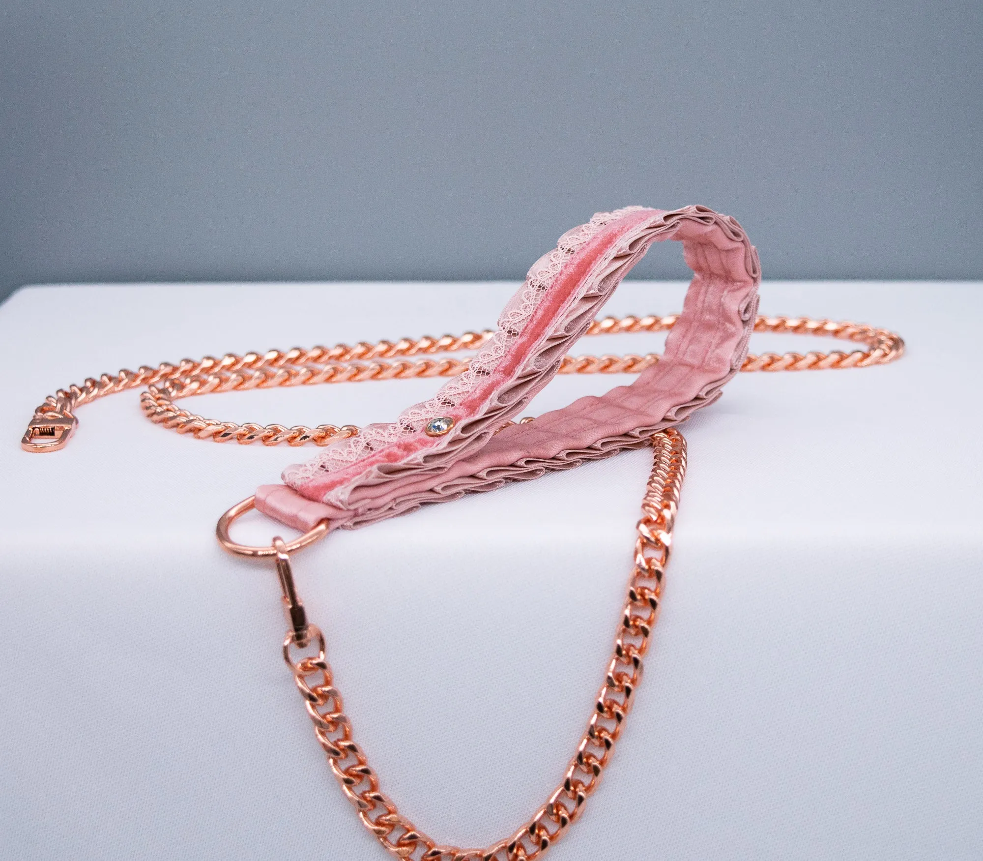 Dusty Rose, Velvet and Rose Gold Leash