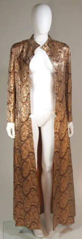 DYNASTY Bronze Paisley Coat with Beaded Belt Size 4-6