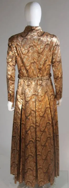 DYNASTY Bronze Paisley Coat with Beaded Belt Size 4-6