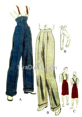 E-PATTERN 1945 Trousers & Clam-Diggers, E9016