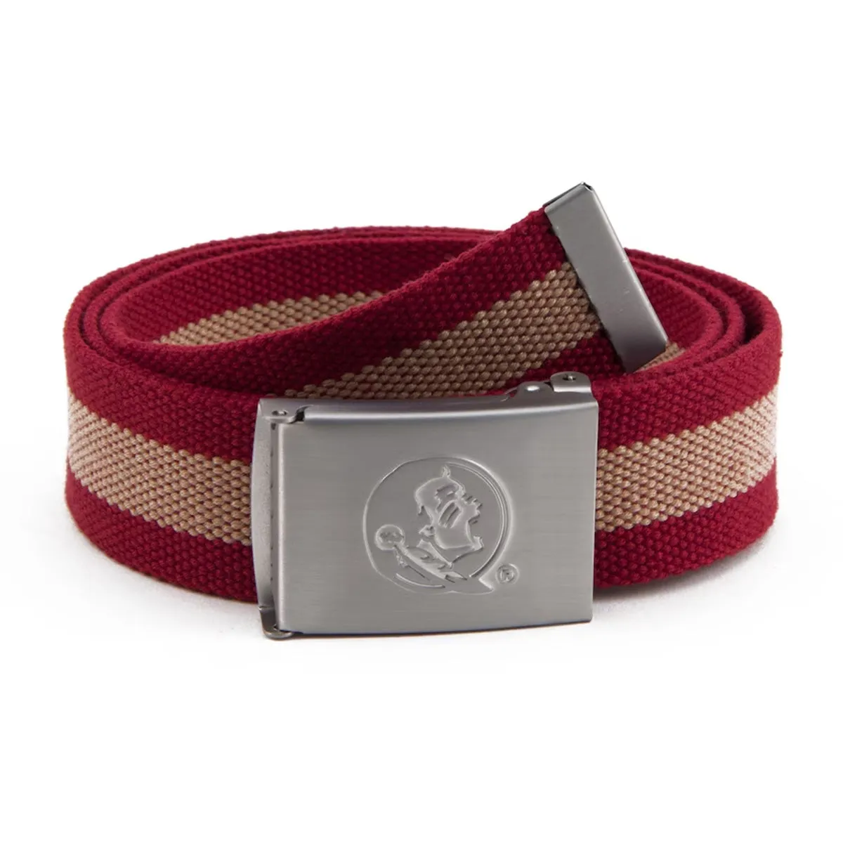 Eagles Wings Men's Seminole Logo Buckle Fabric Belt - Garnet/Gold