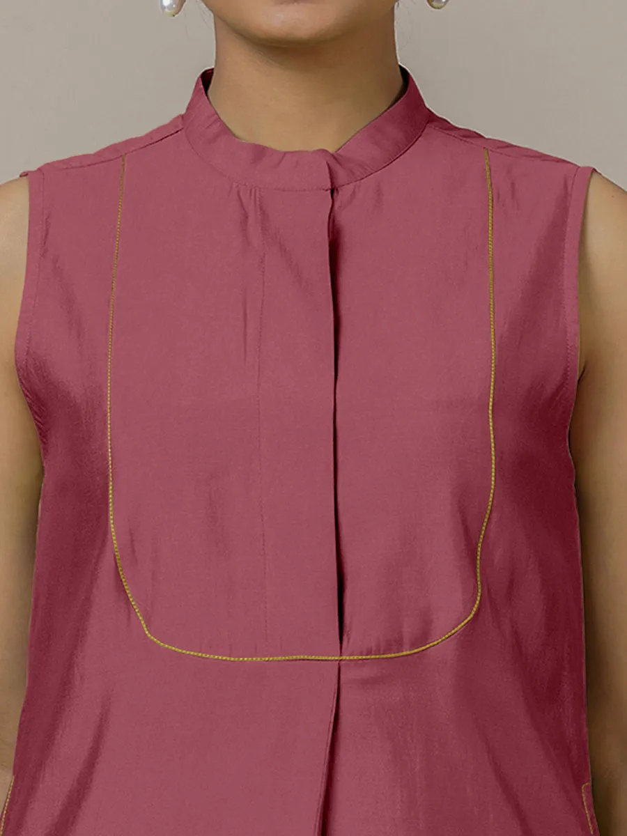 Eira x Rozaana | A Line Kurta w/ Mandarin Collar in Rose Pink | Coords or Only Kurta