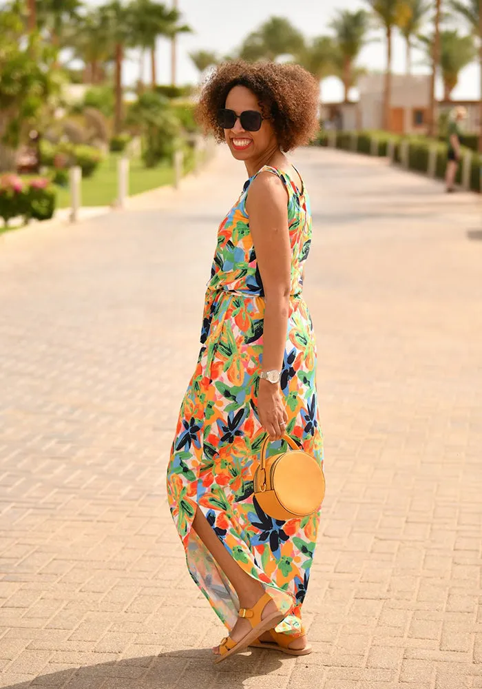 Ella-Ann Painted Floral Print Maxi Dress