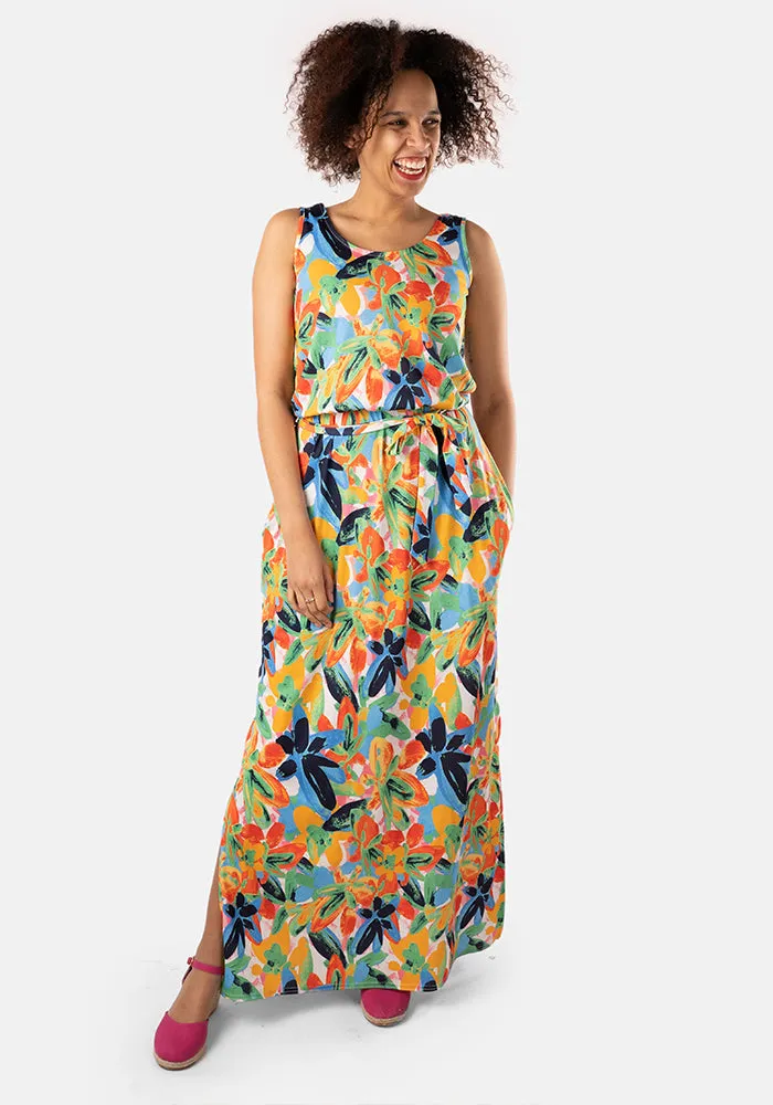 Ella-Ann Painted Floral Print Maxi Dress