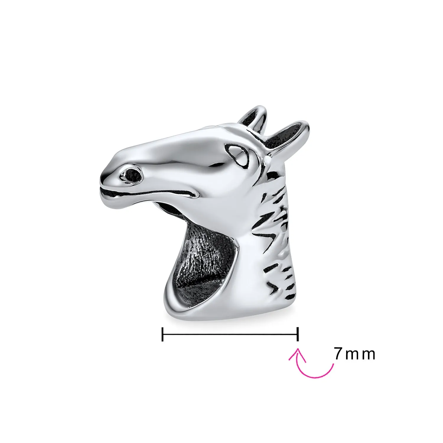 Equestrian Helmet Western Horse Horseshoe Dangle Charm Bead 925 Silver