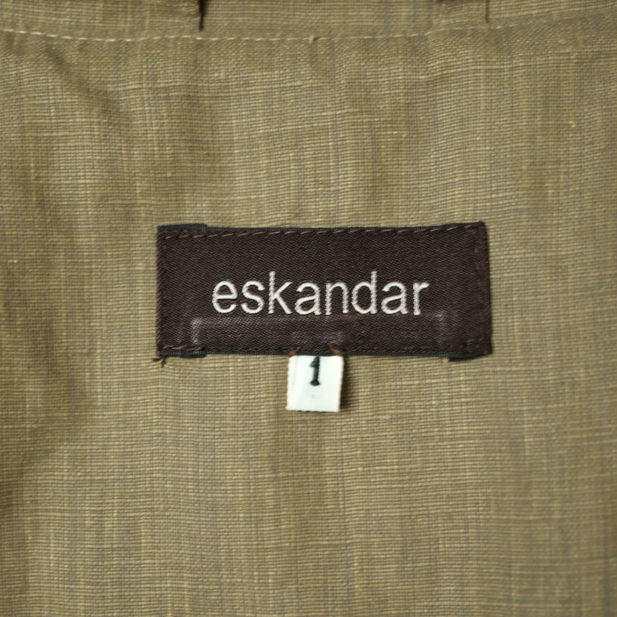 Eskandar Mens Rain Coat Oversized Linen Trench Made in England Sage Green Size 1