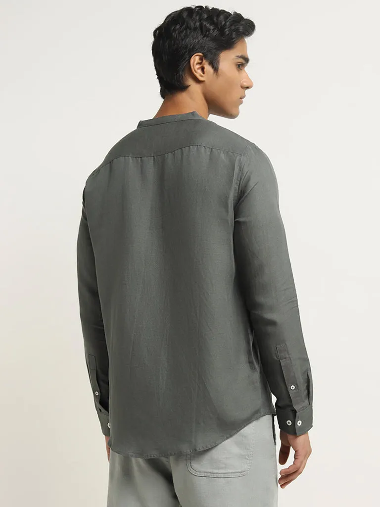 ETA Grey Solid Resort-Fit Cotton Shirt