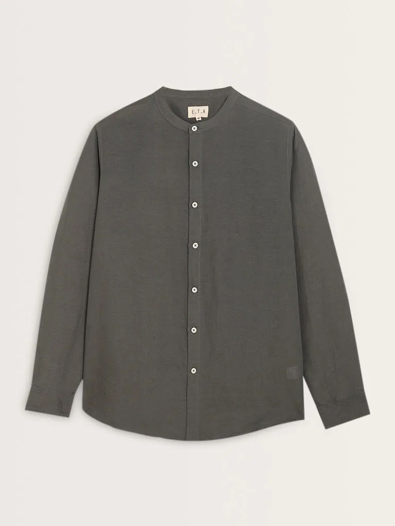 ETA Grey Solid Resort-Fit Cotton Shirt