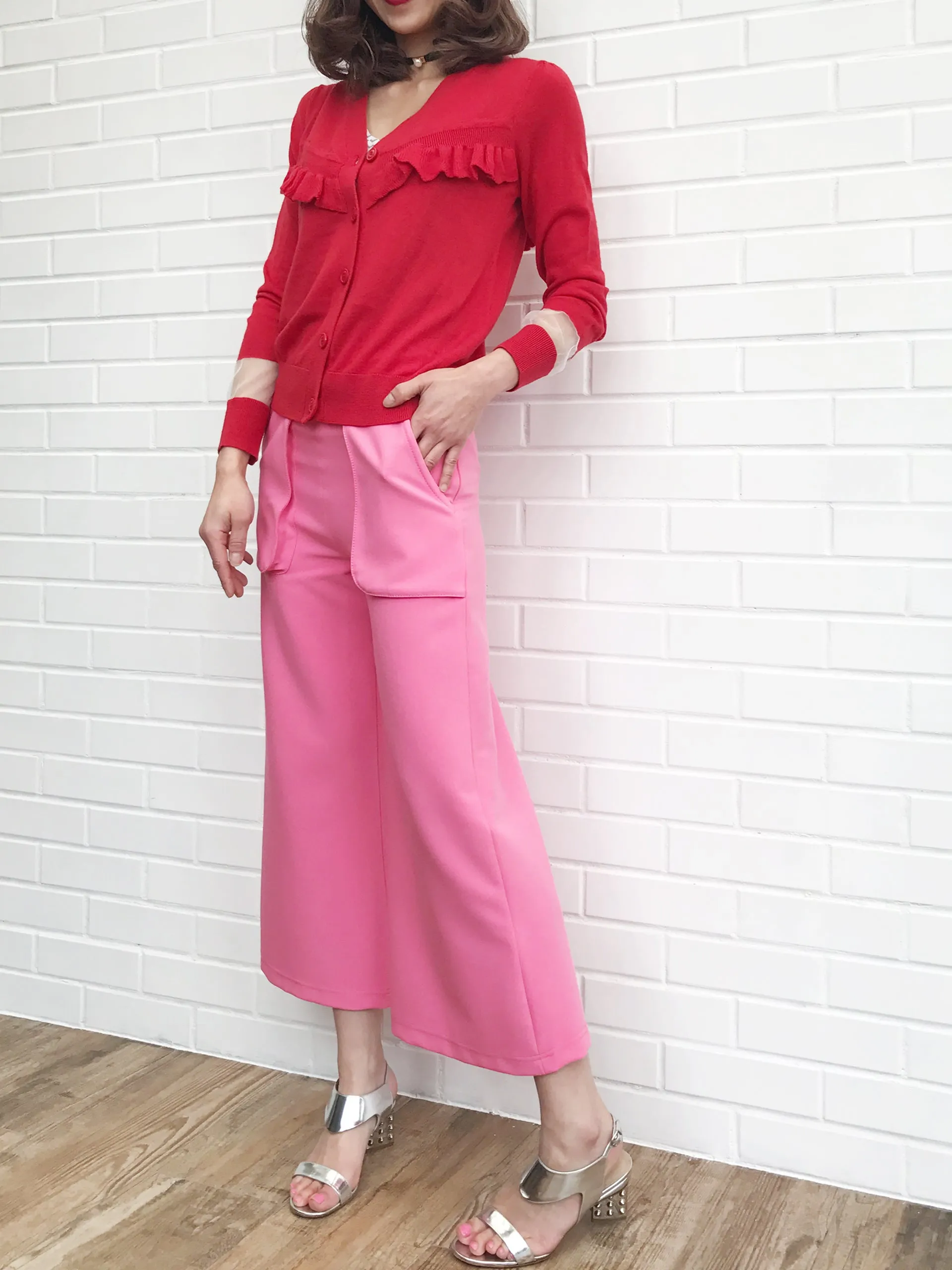 Final Sale! Spring Pink Split Waisting Culottes