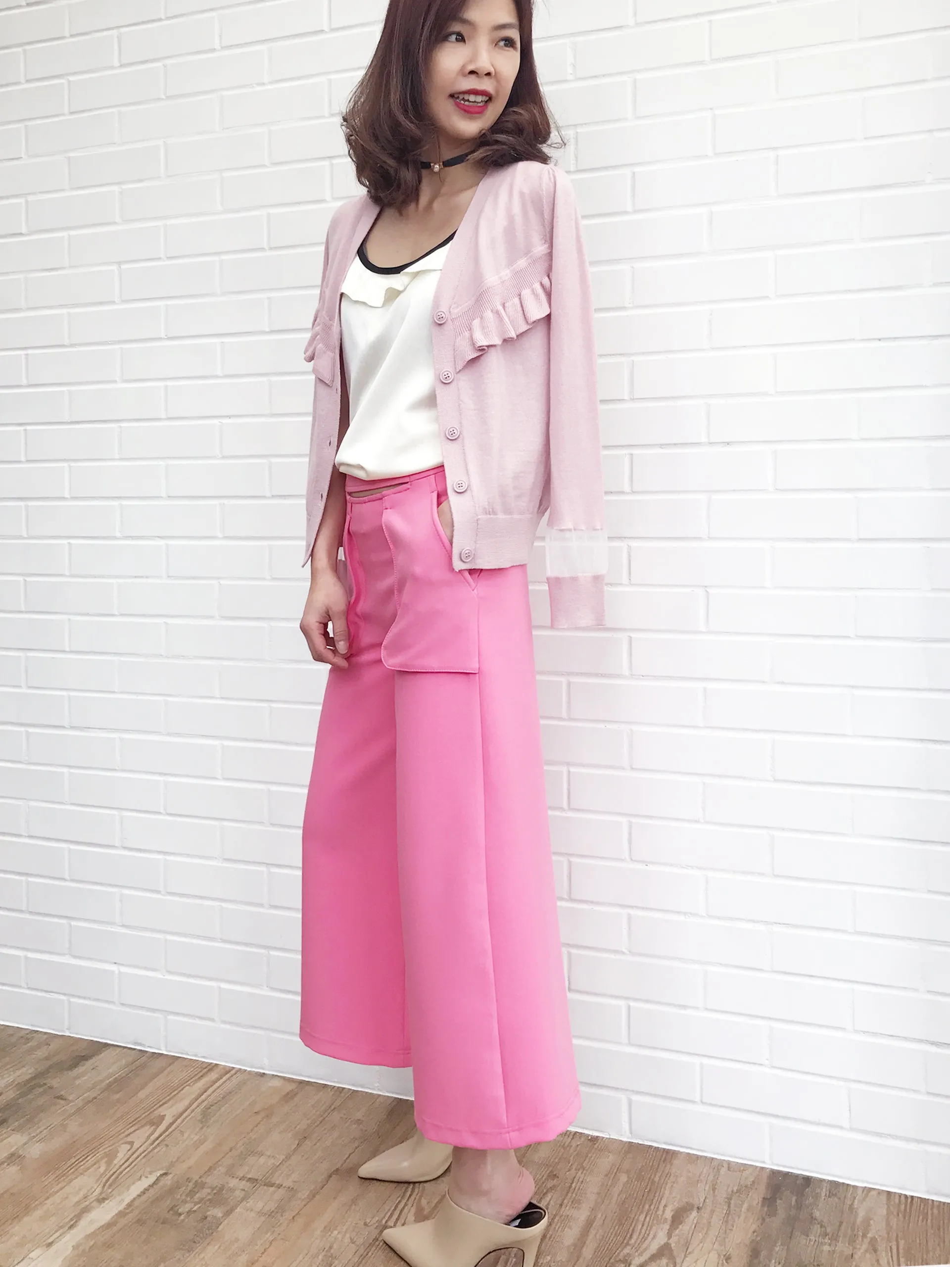 Final Sale! Spring Pink Split Waisting Culottes