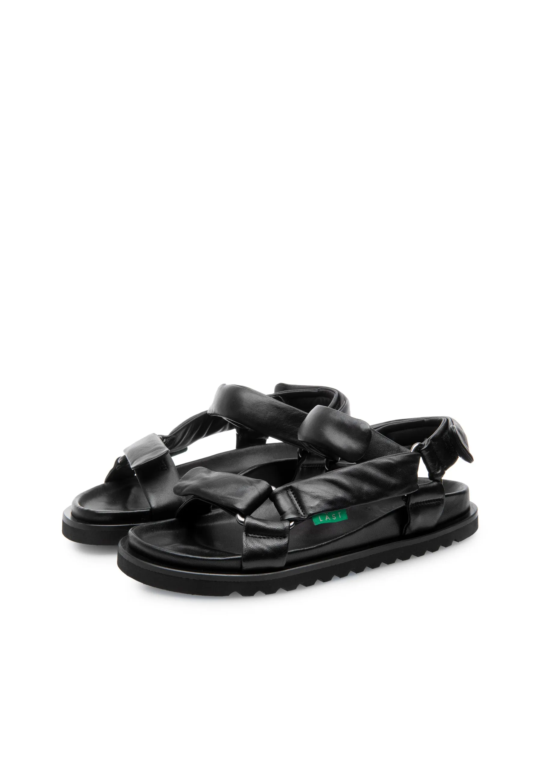 Flora Black Leather Sandals