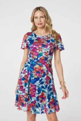 Floral Layered Angel Sleeve Short Dress