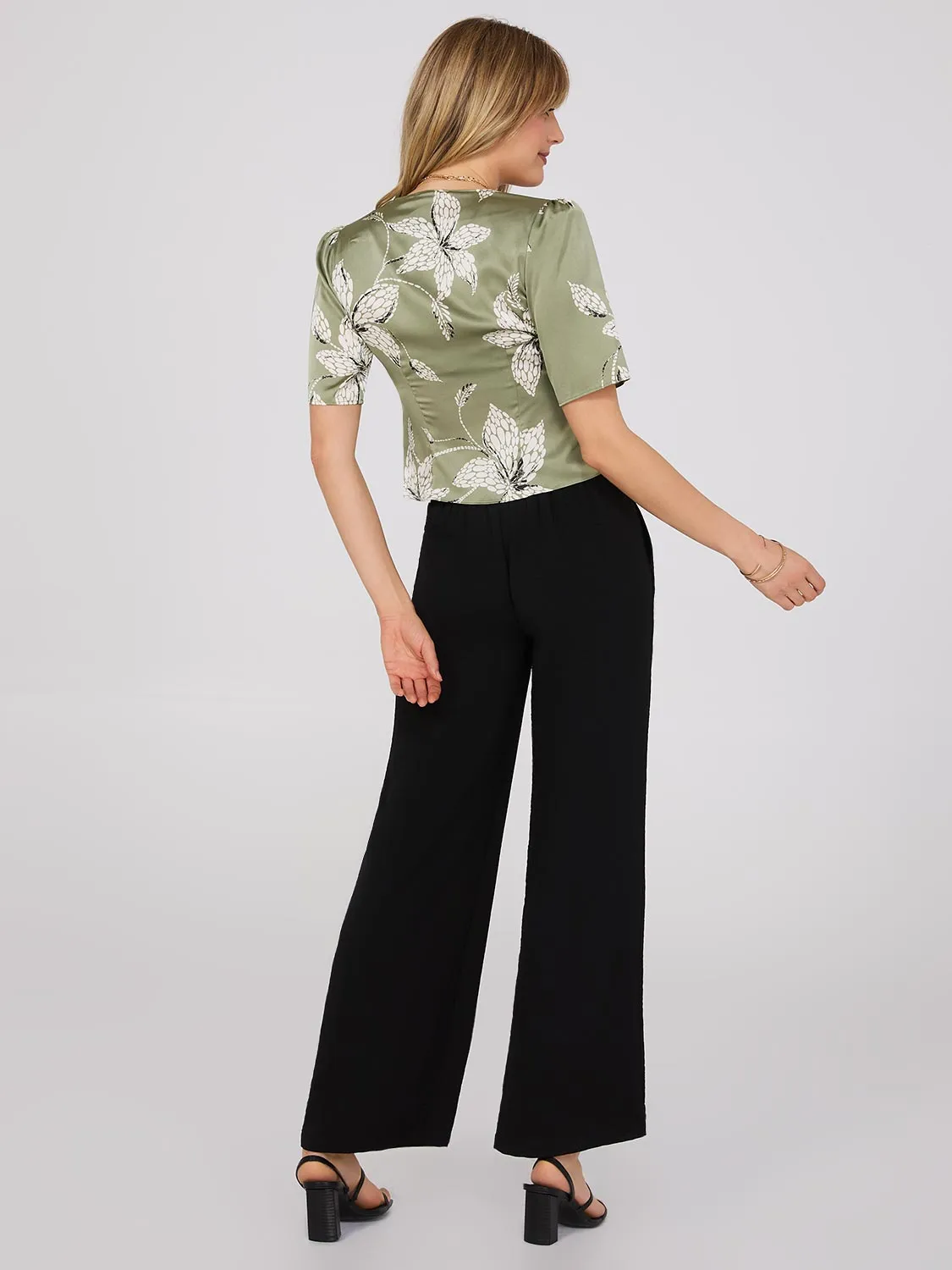 Floral Print Ruched Blouse