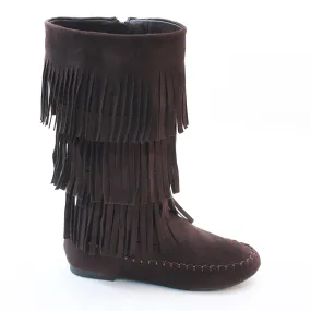 Fringe 3 Layer Moccasin Knee High Mid Calf Tall Vegan Boot