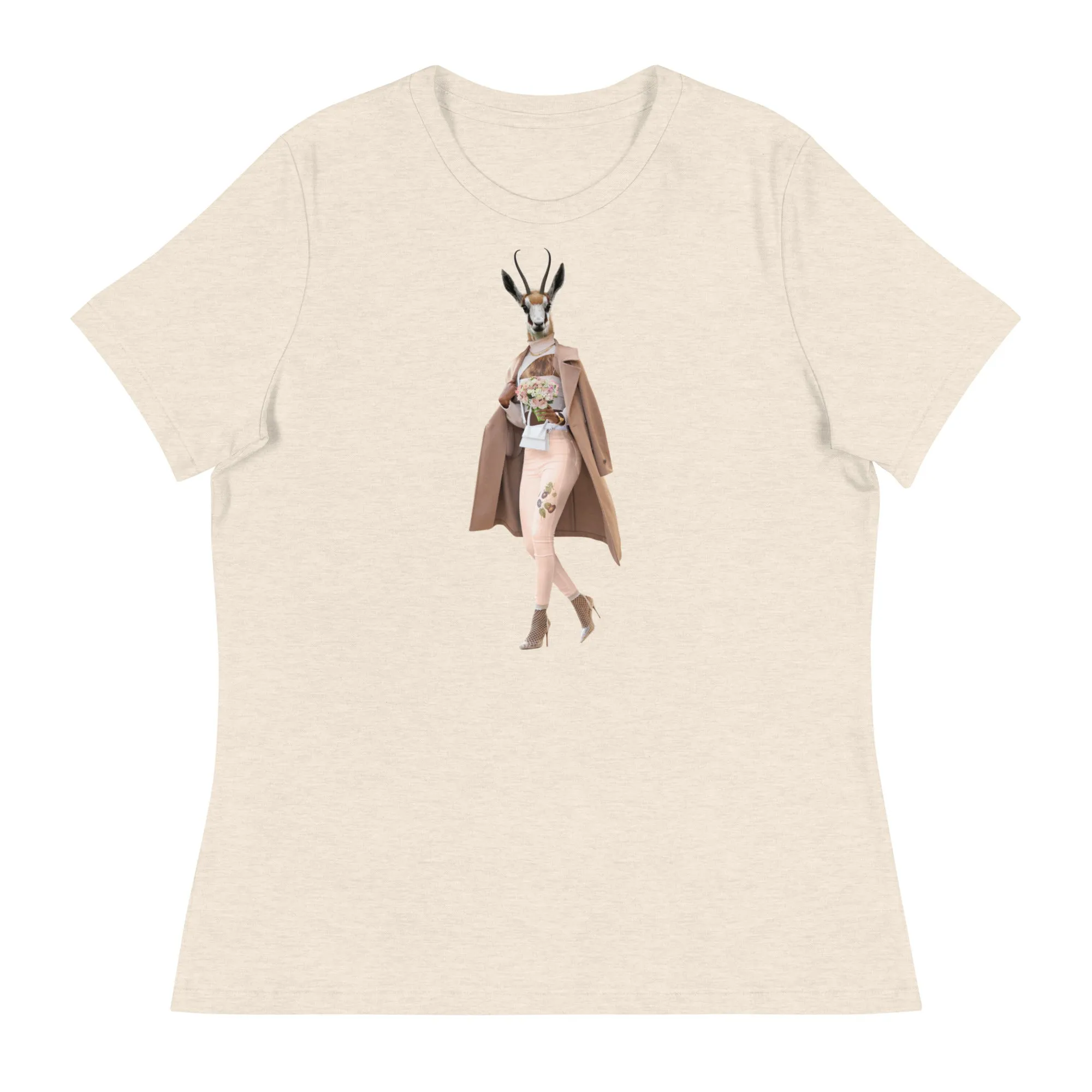 Gazelle In A Trench Coat Collage Women's Relaxed T-Shirt