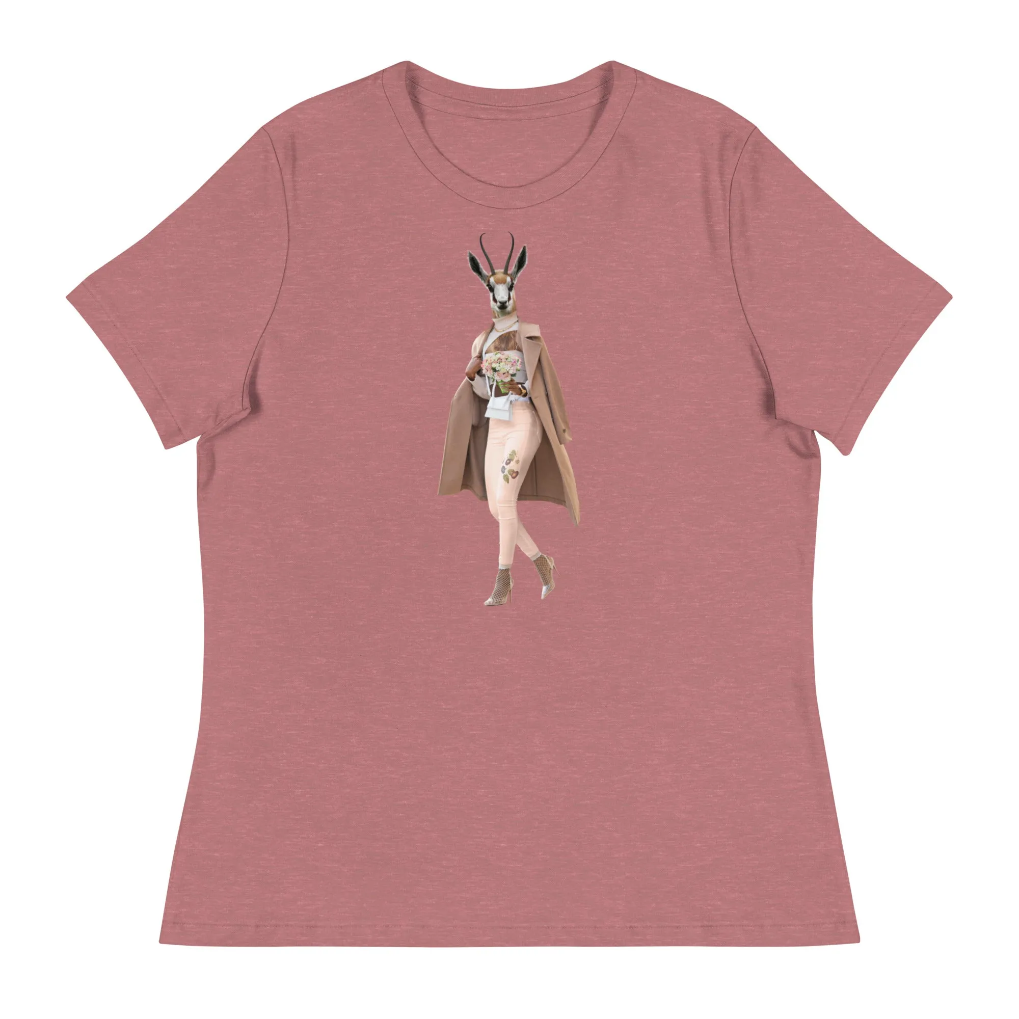 Gazelle In A Trench Coat Collage Women's Relaxed T-Shirt