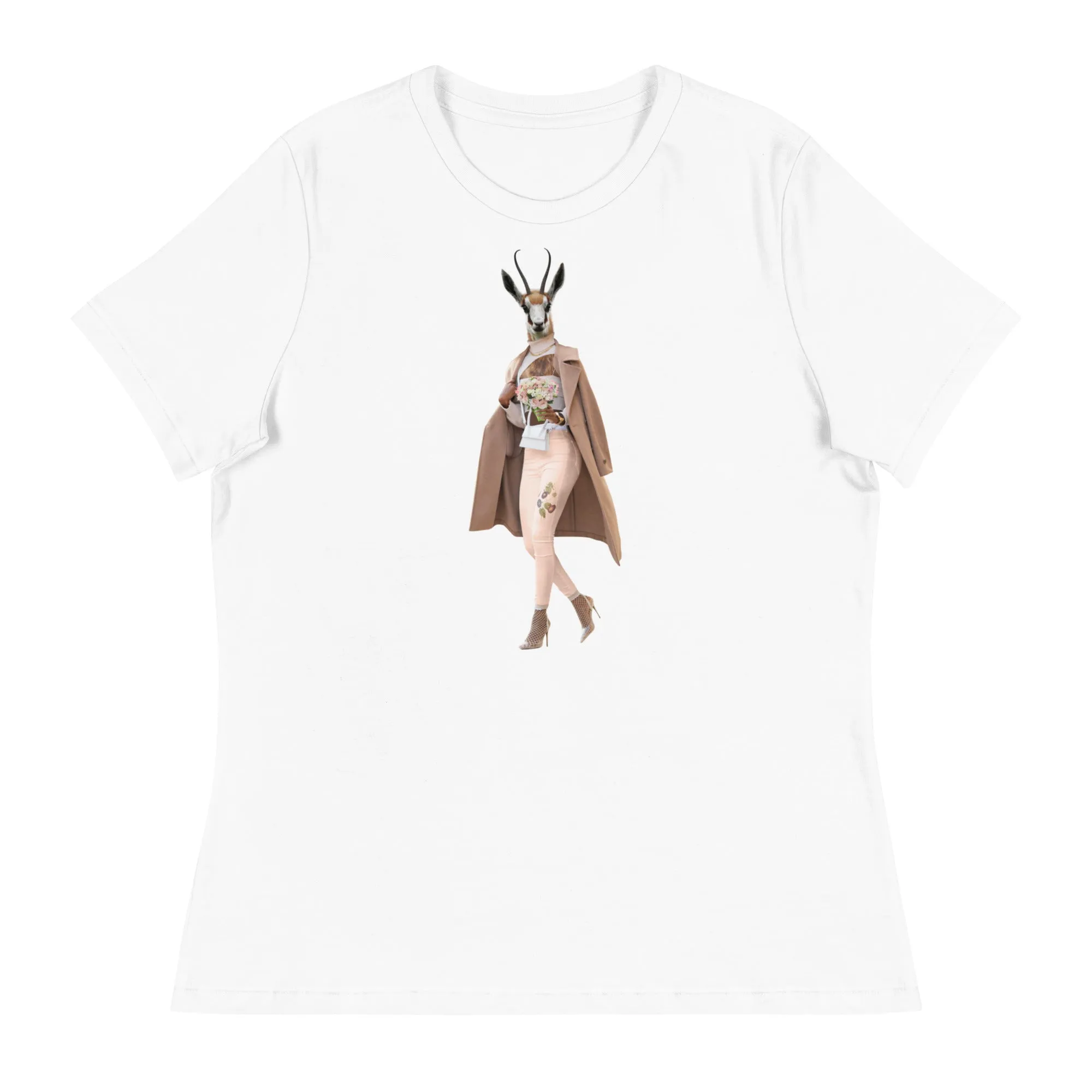 Gazelle In A Trench Coat Collage Women's Relaxed T-Shirt