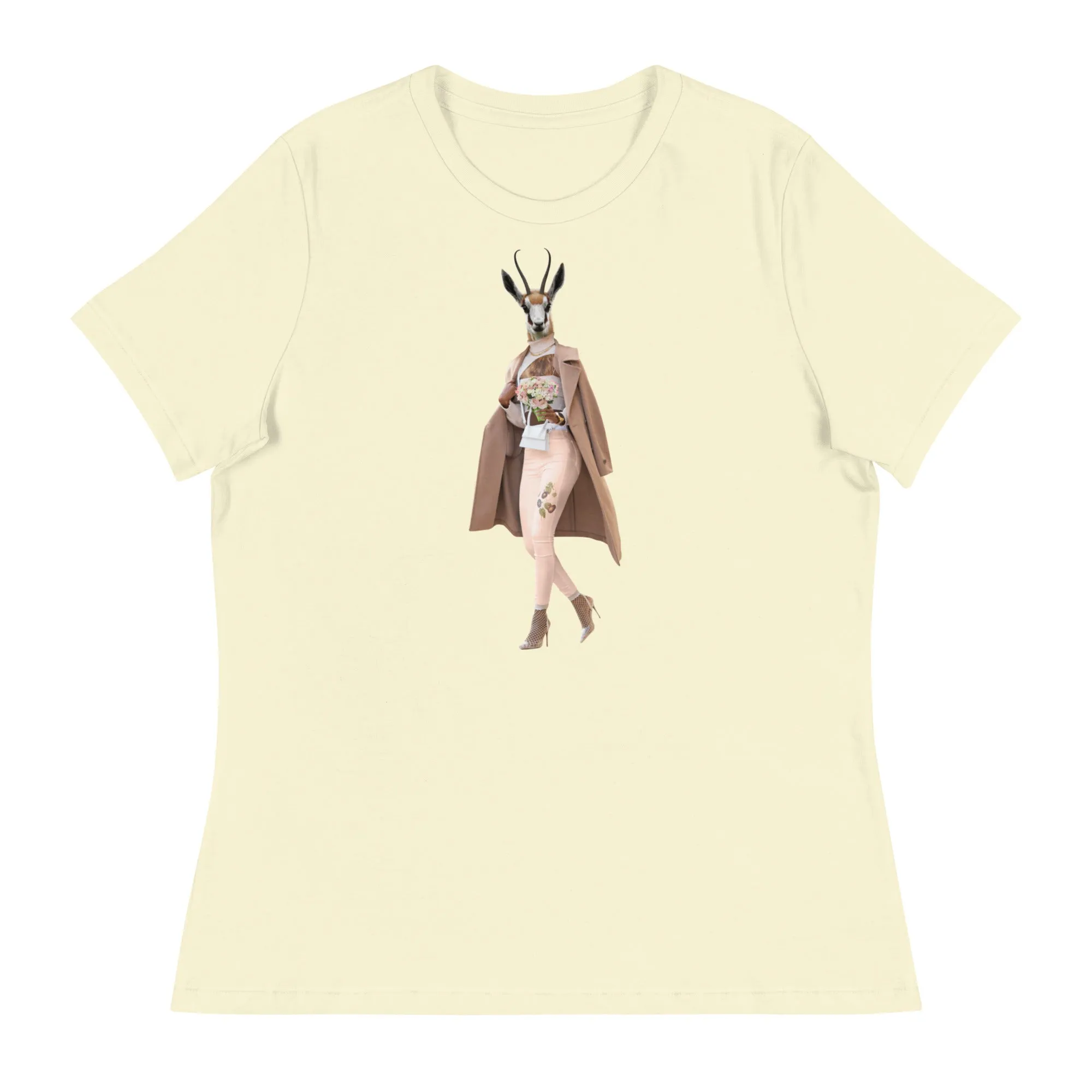 Gazelle In A Trench Coat Collage Women's Relaxed T-Shirt