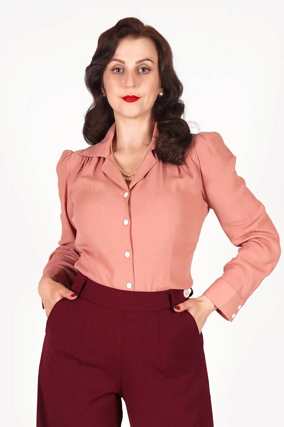 Gene Long Sleeve Blouse in Rose