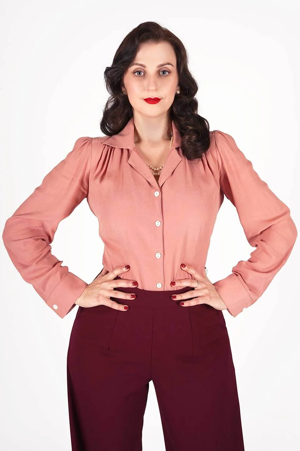 Gene Long Sleeve Blouse in Rose