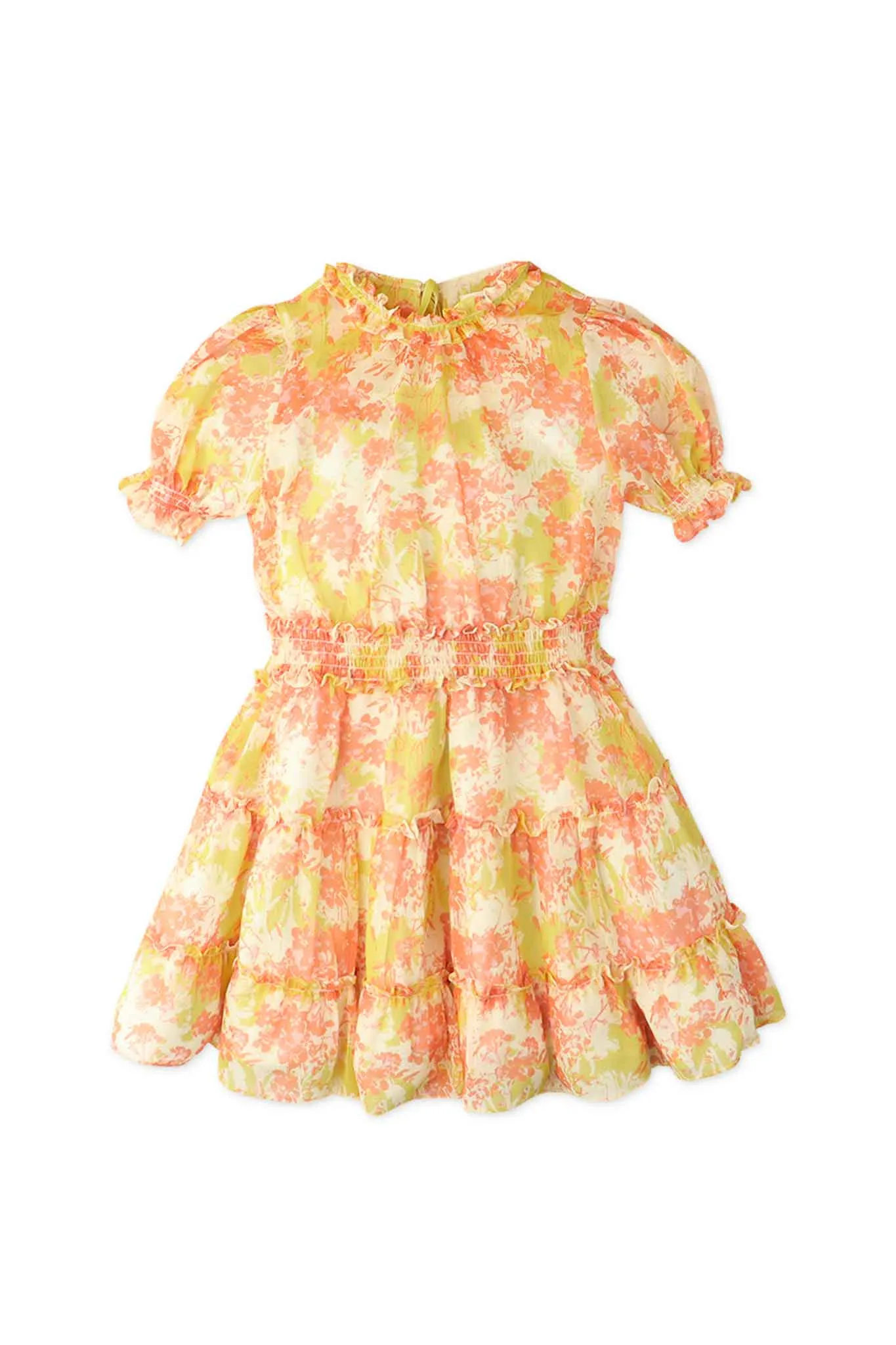 Gingersnaps Smocked Waist Tiered Dress with Puff Sleeves