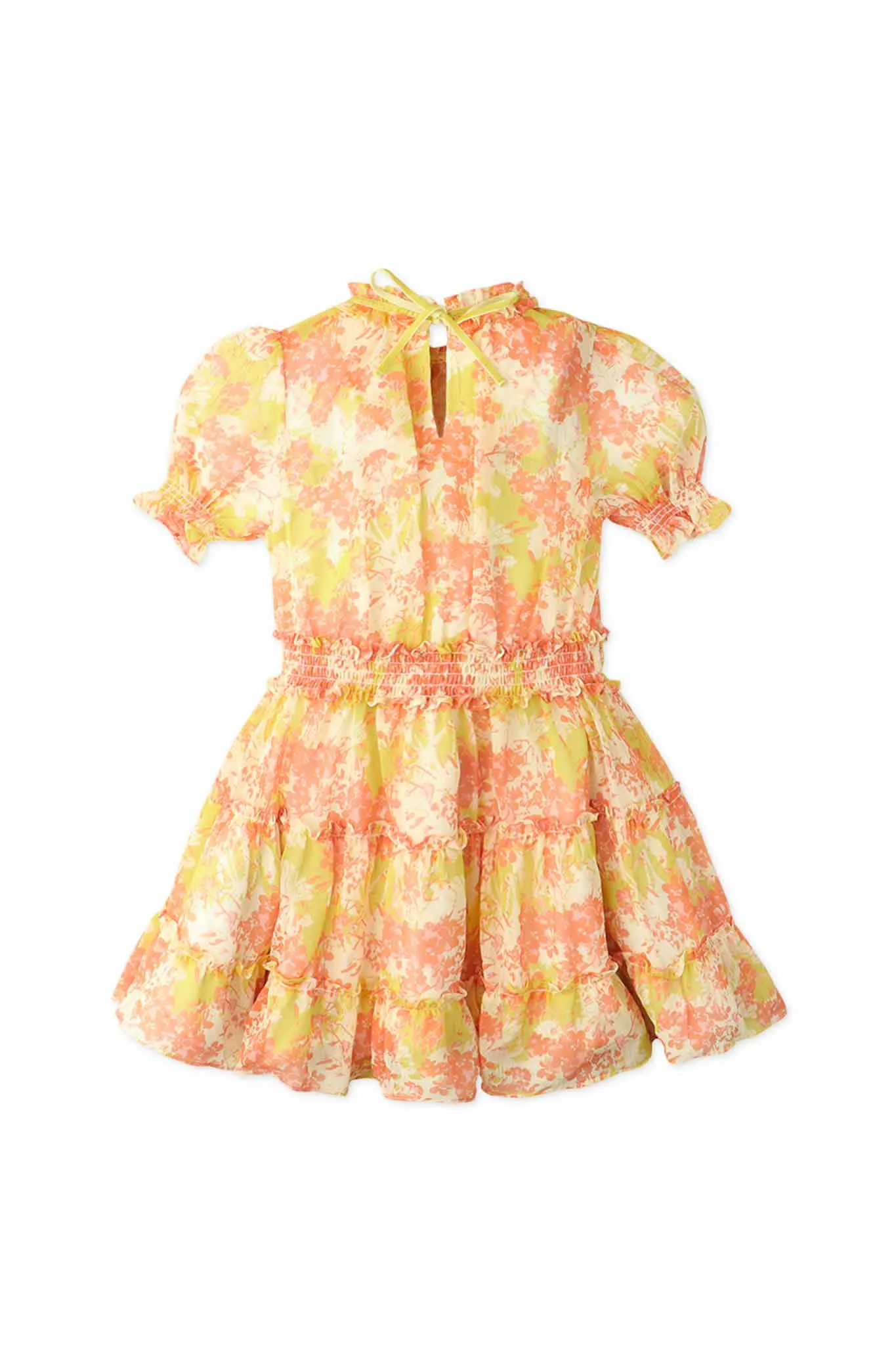 Gingersnaps Smocked Waist Tiered Dress with Puff Sleeves