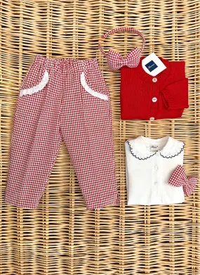 Girly little red check pants