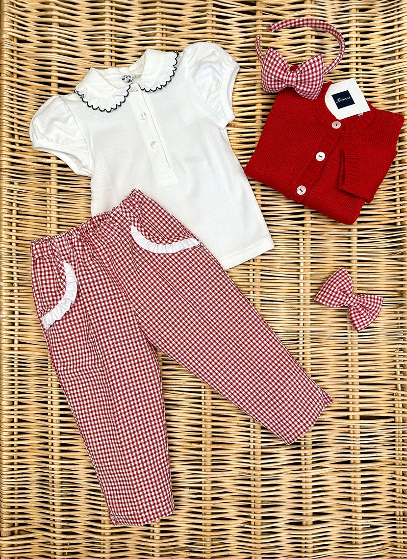 Girly little red check pants