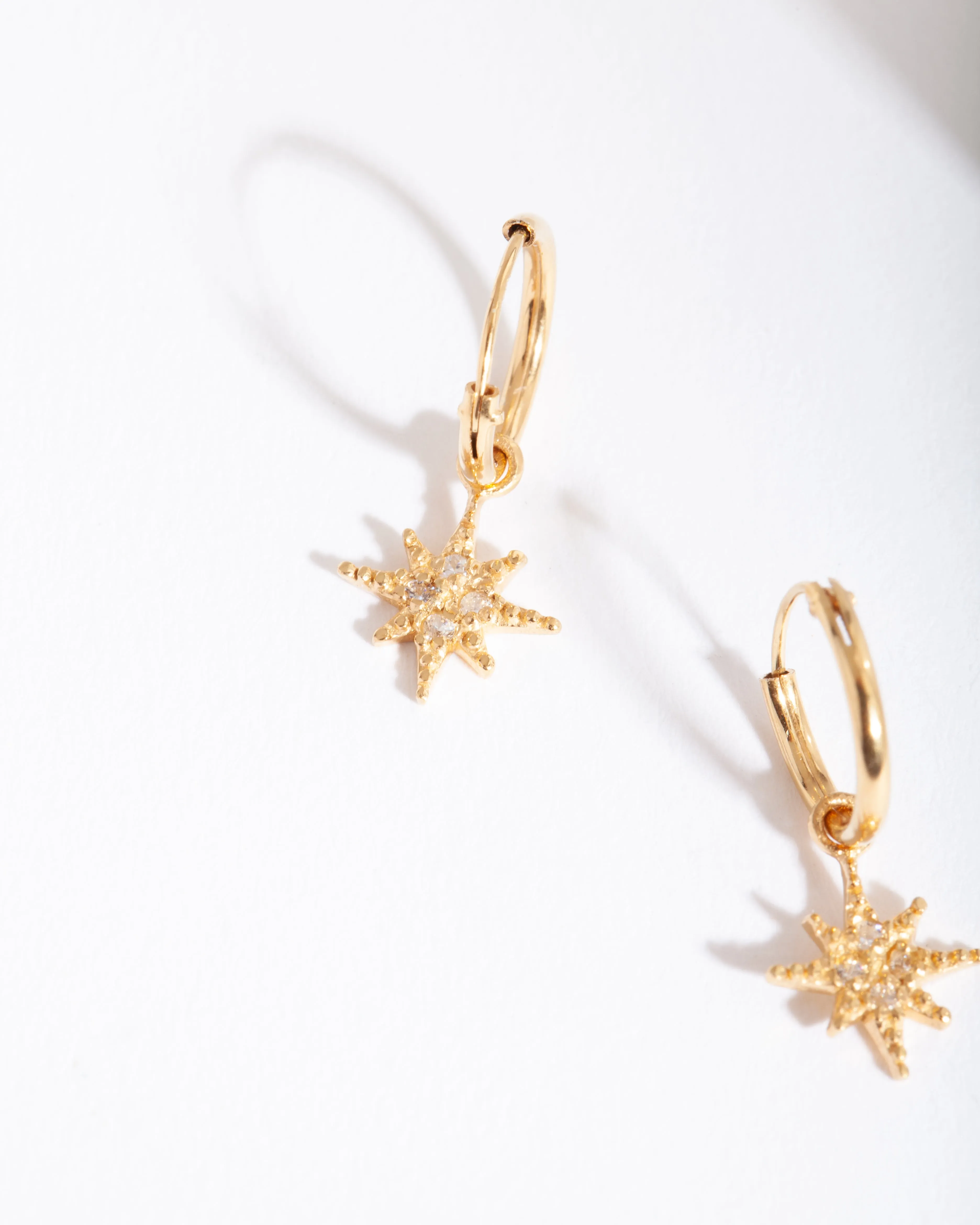 Gold Plated Sterling Silver Star Huggie Earrings