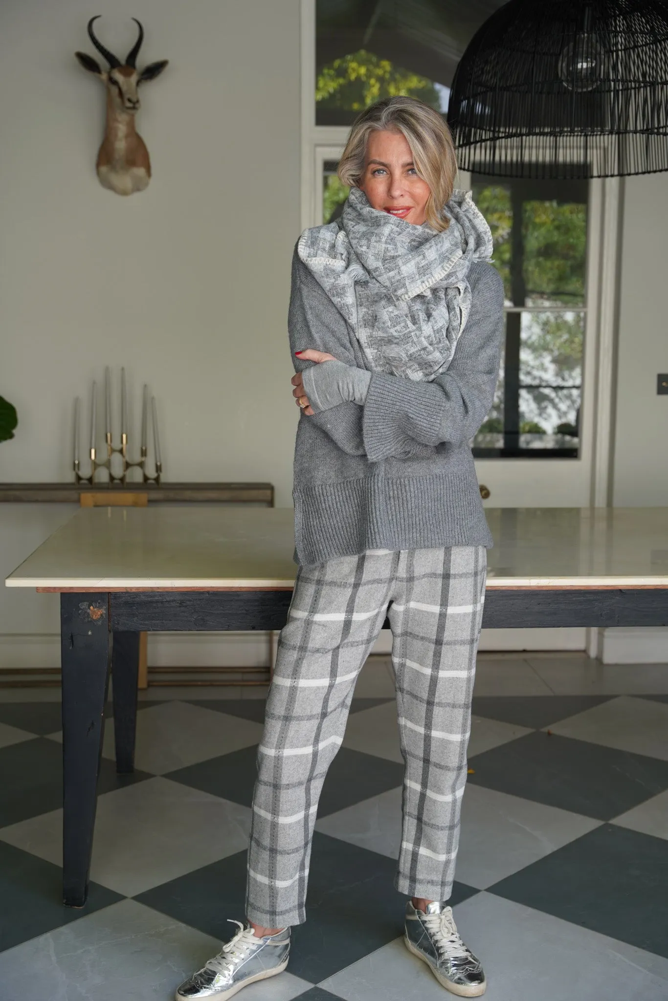 Grey Check Oversize Pants