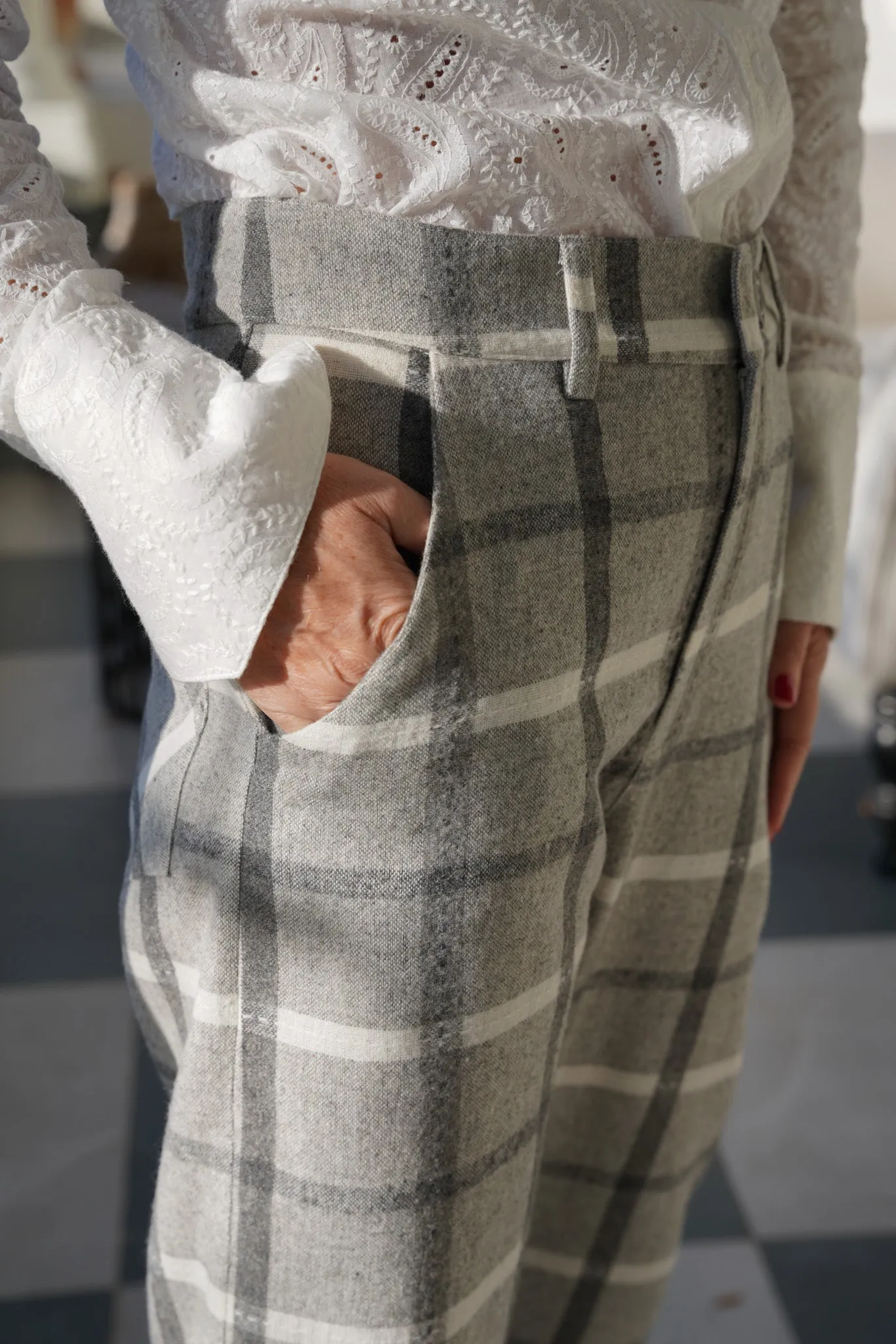 Grey Check Oversize Pants