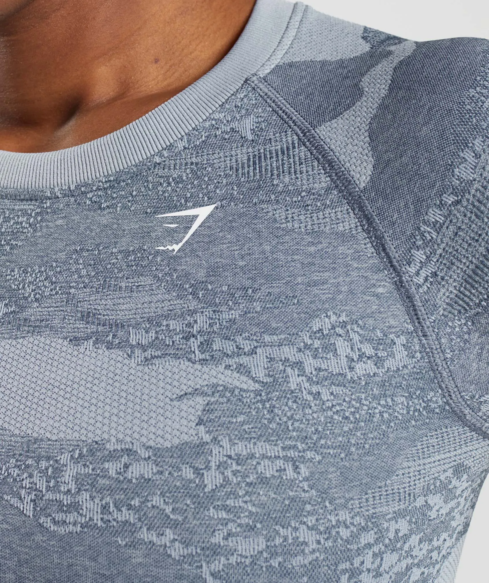 Gymshark Adapt Camo Seamless Lace Up Back Top - Lava |  River Stone Grey/Evening Blue