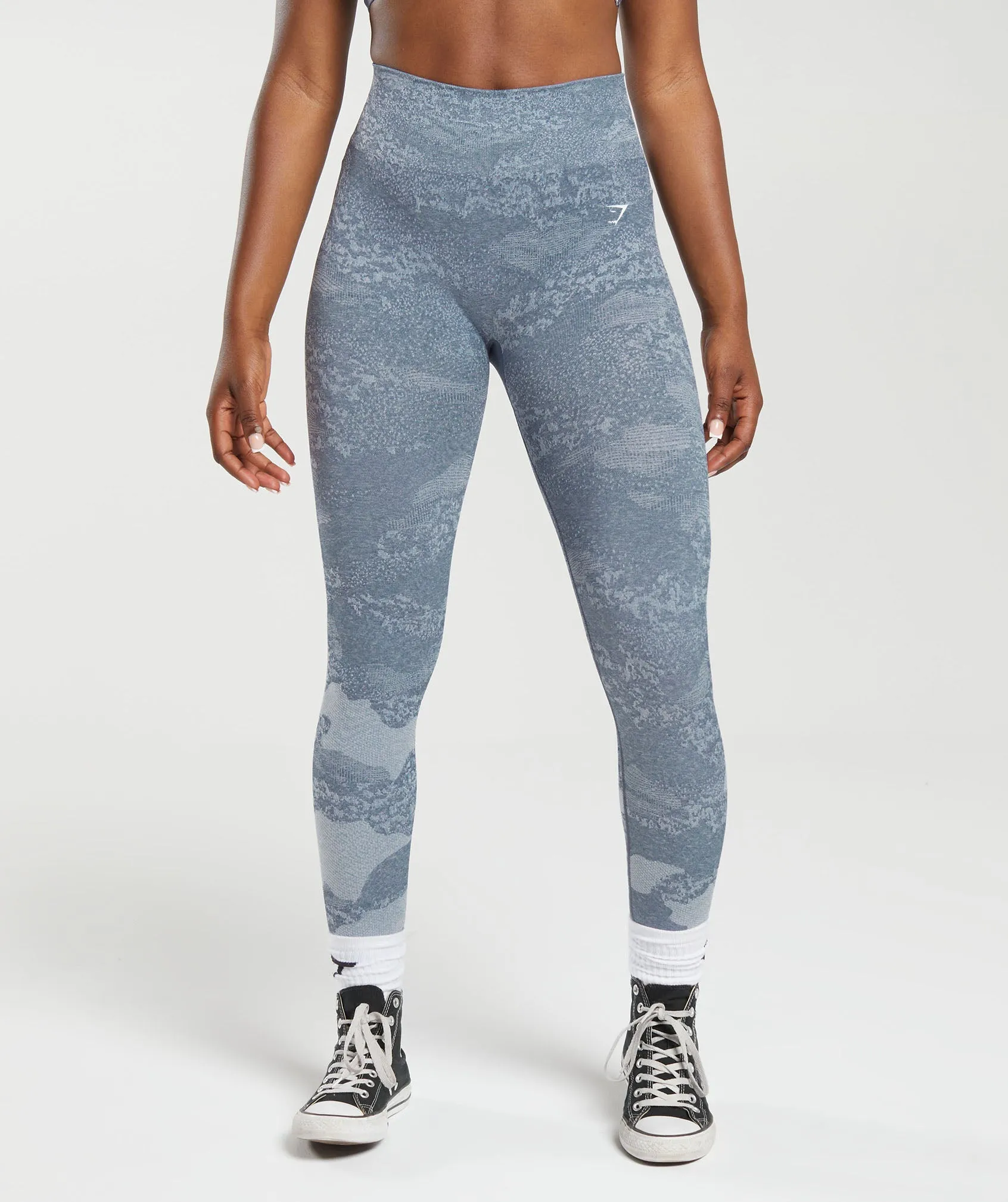 Gymshark Adapt Camo Seamless Leggings - Lava | River Stone Grey/Evening Blue