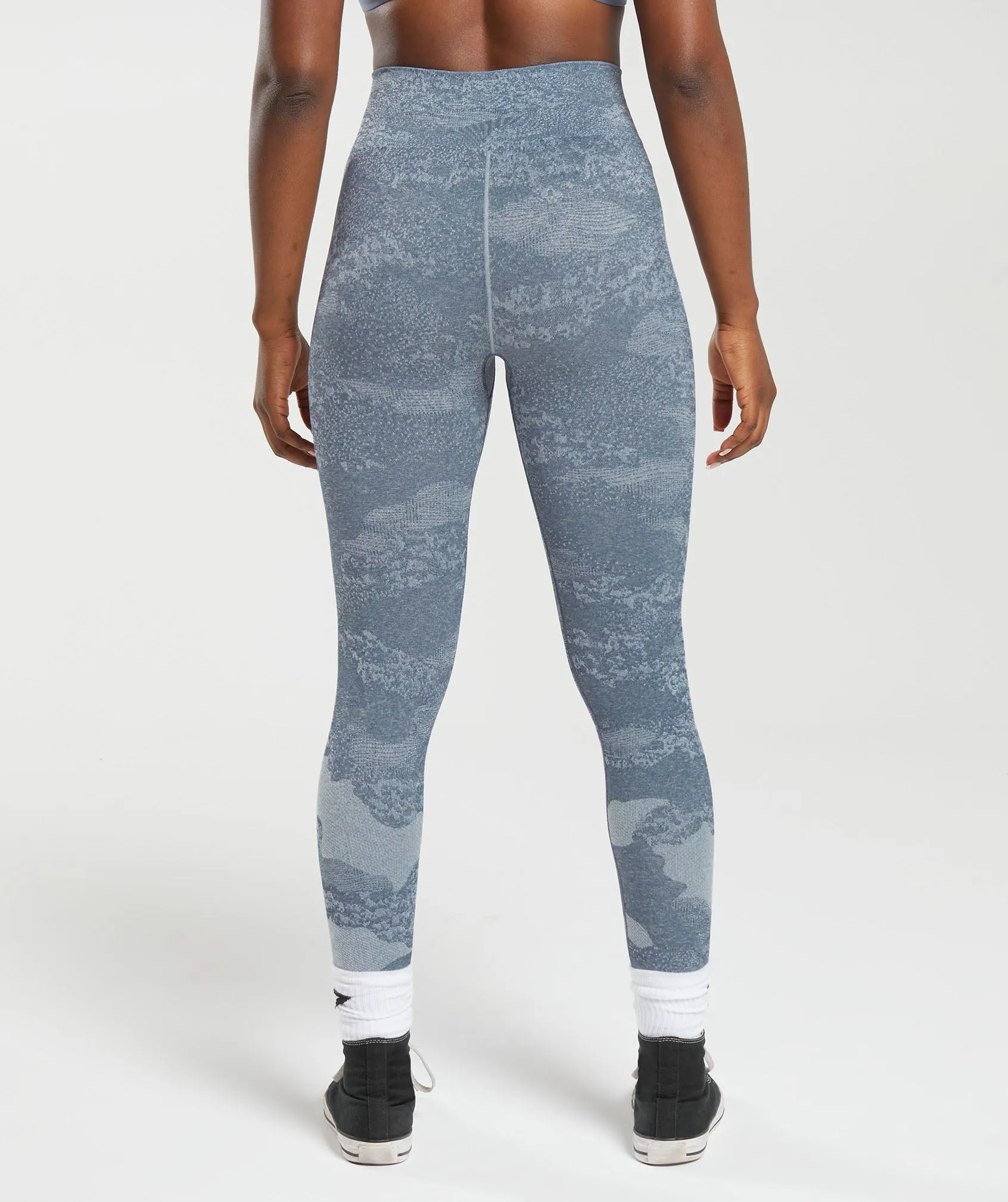 Gymshark Adapt Camo Seamless Leggings - Lava | River Stone Grey/Evening Blue