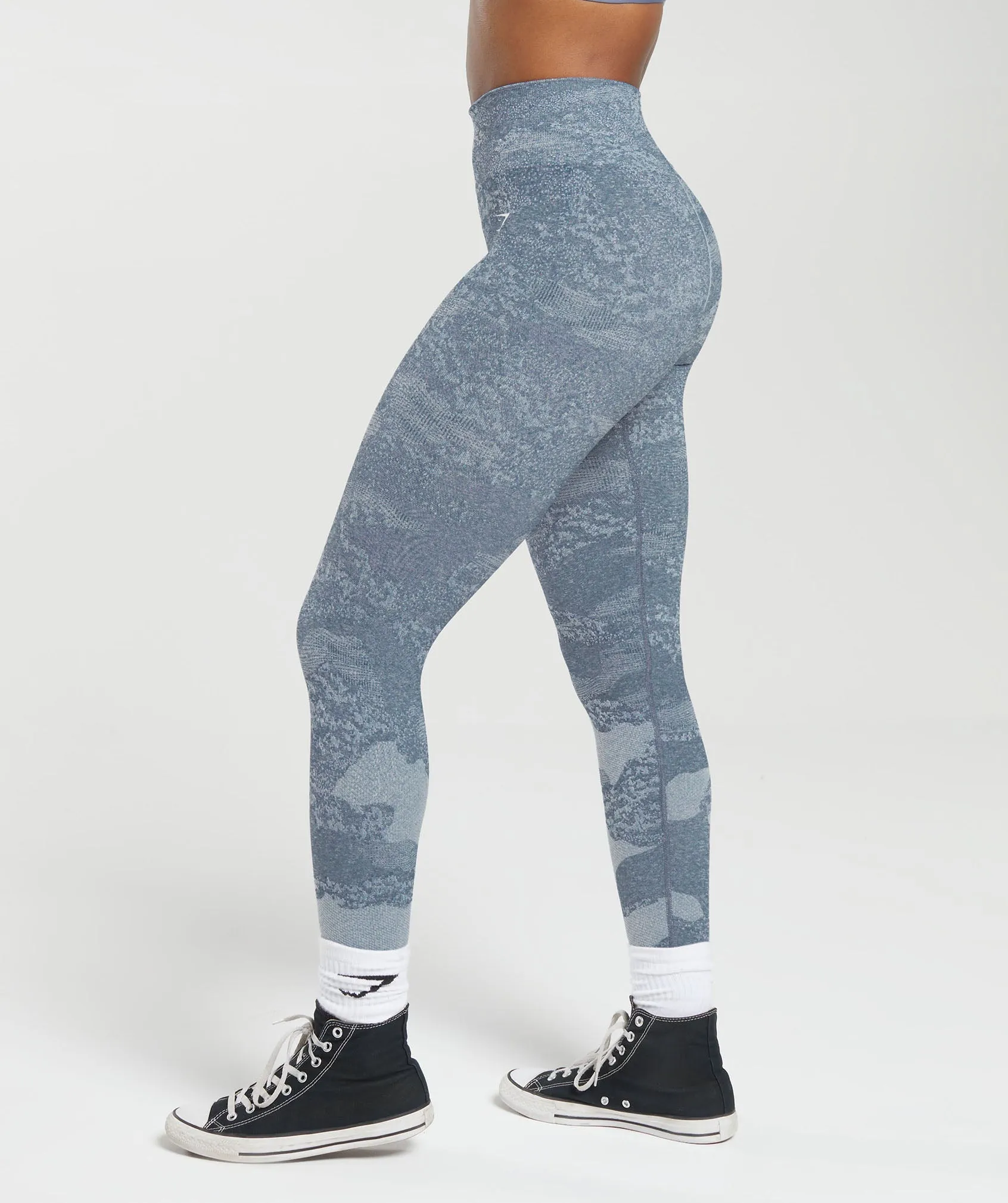 Gymshark Adapt Camo Seamless Leggings - Lava | River Stone Grey/Evening Blue