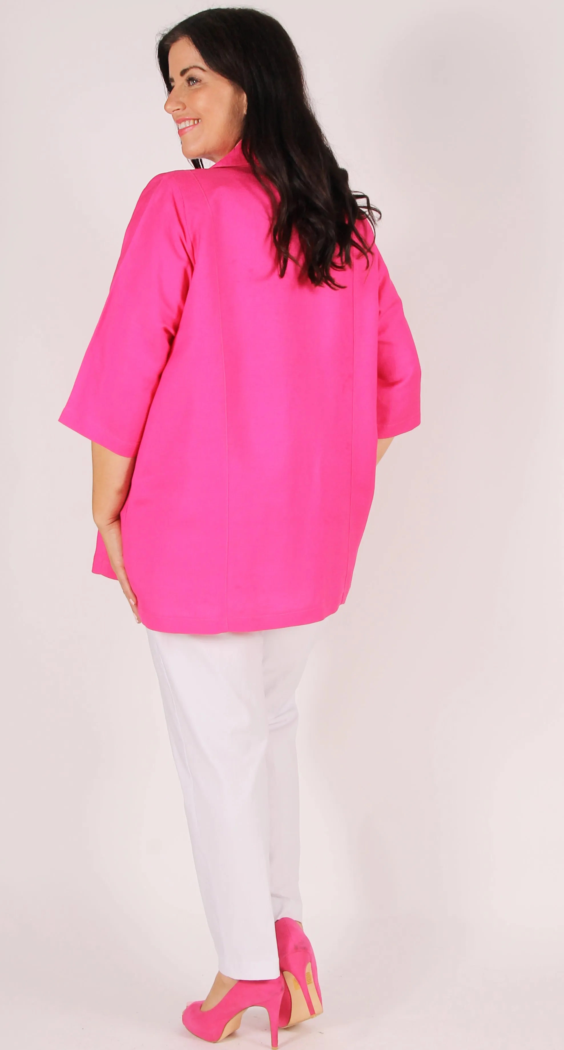 Hastings Linen Blend Blouse Fuchsia