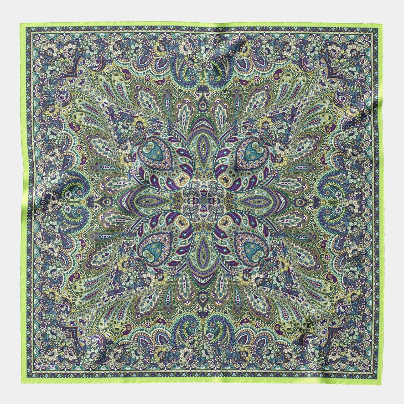 Helena - Large Silk Scarf - Green