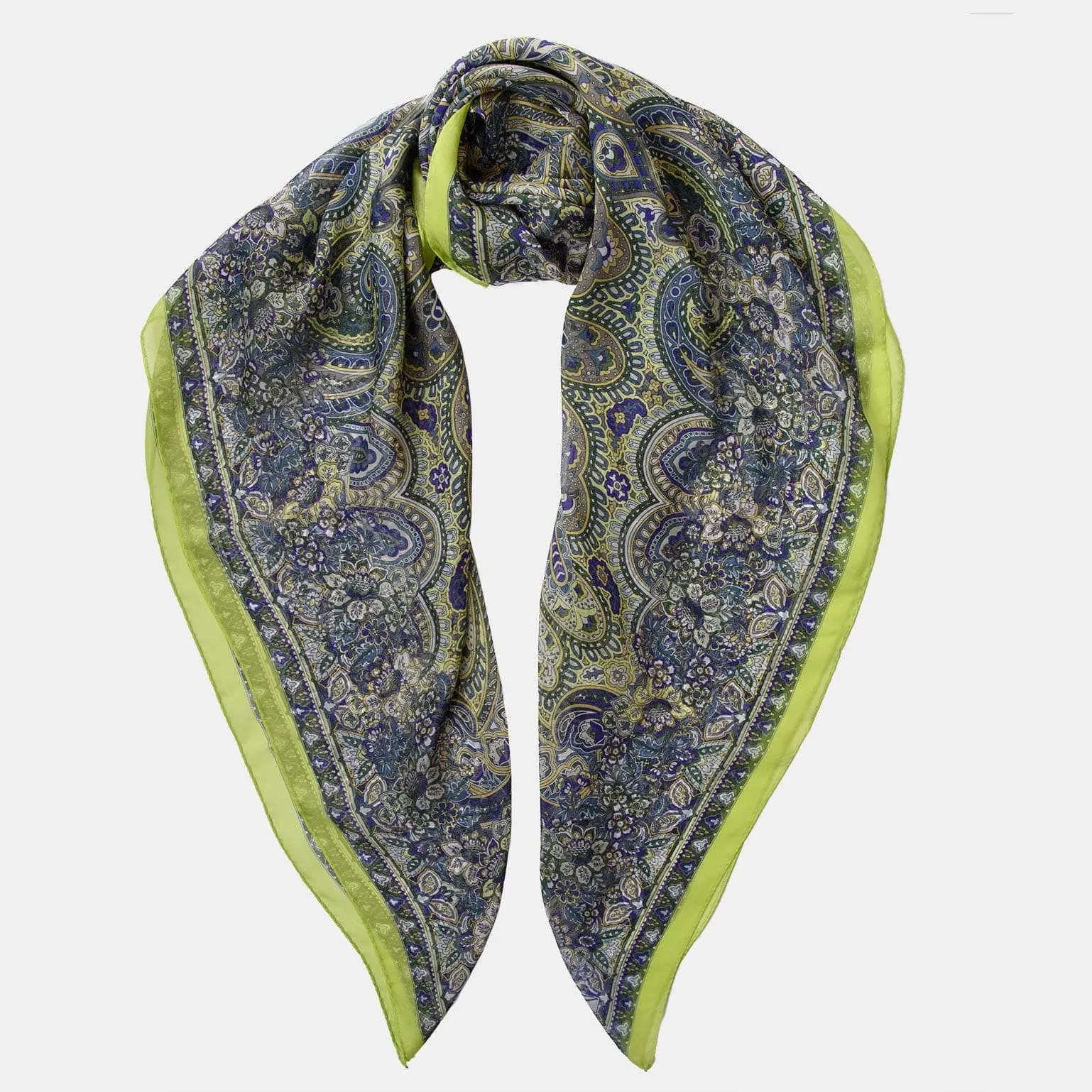 Helena - Large Silk Scarf - Green