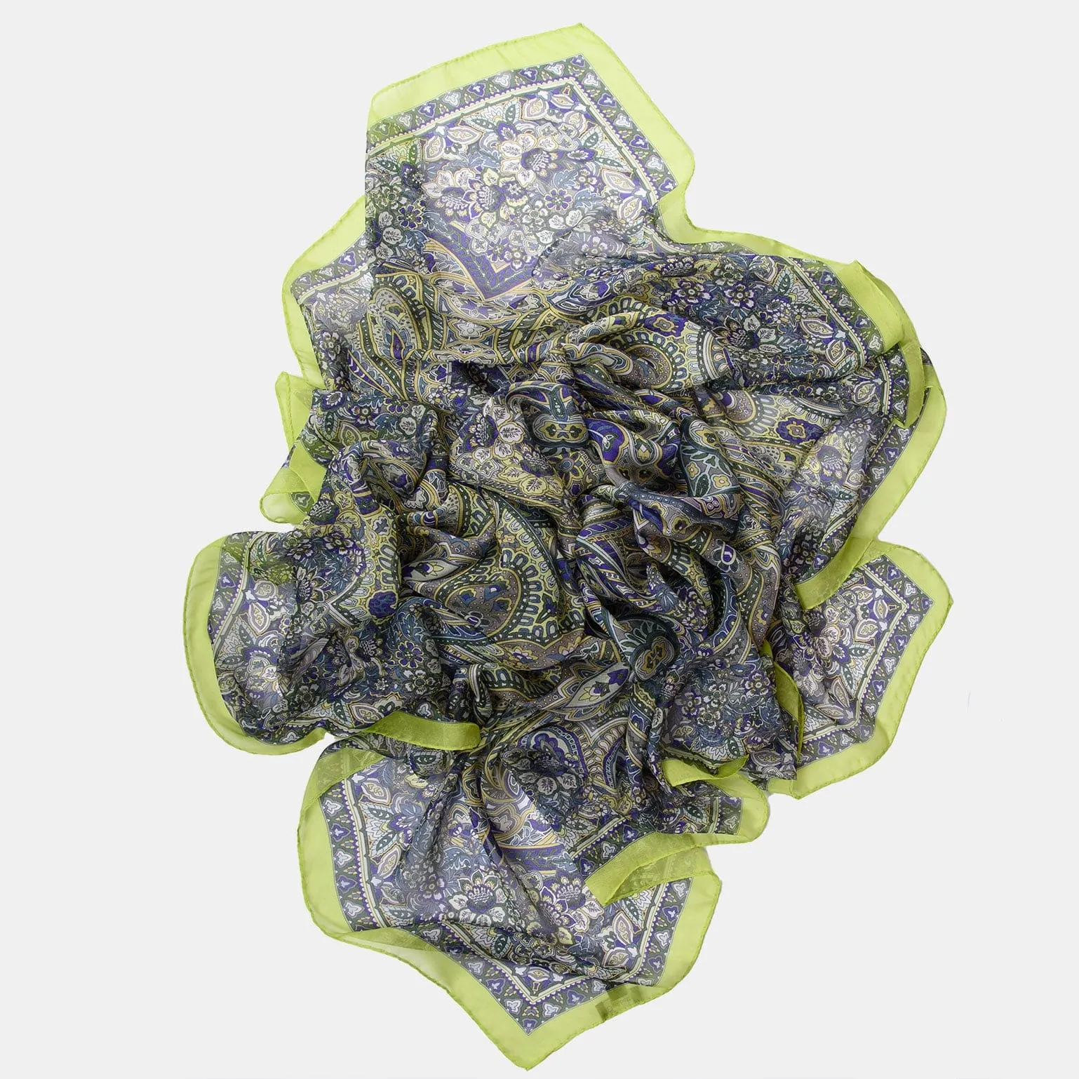 Helena - Large Silk Scarf - Green