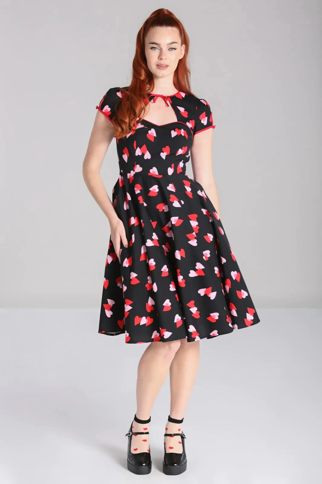 Hell Bunny Confetti Swing Dress with Heart Print