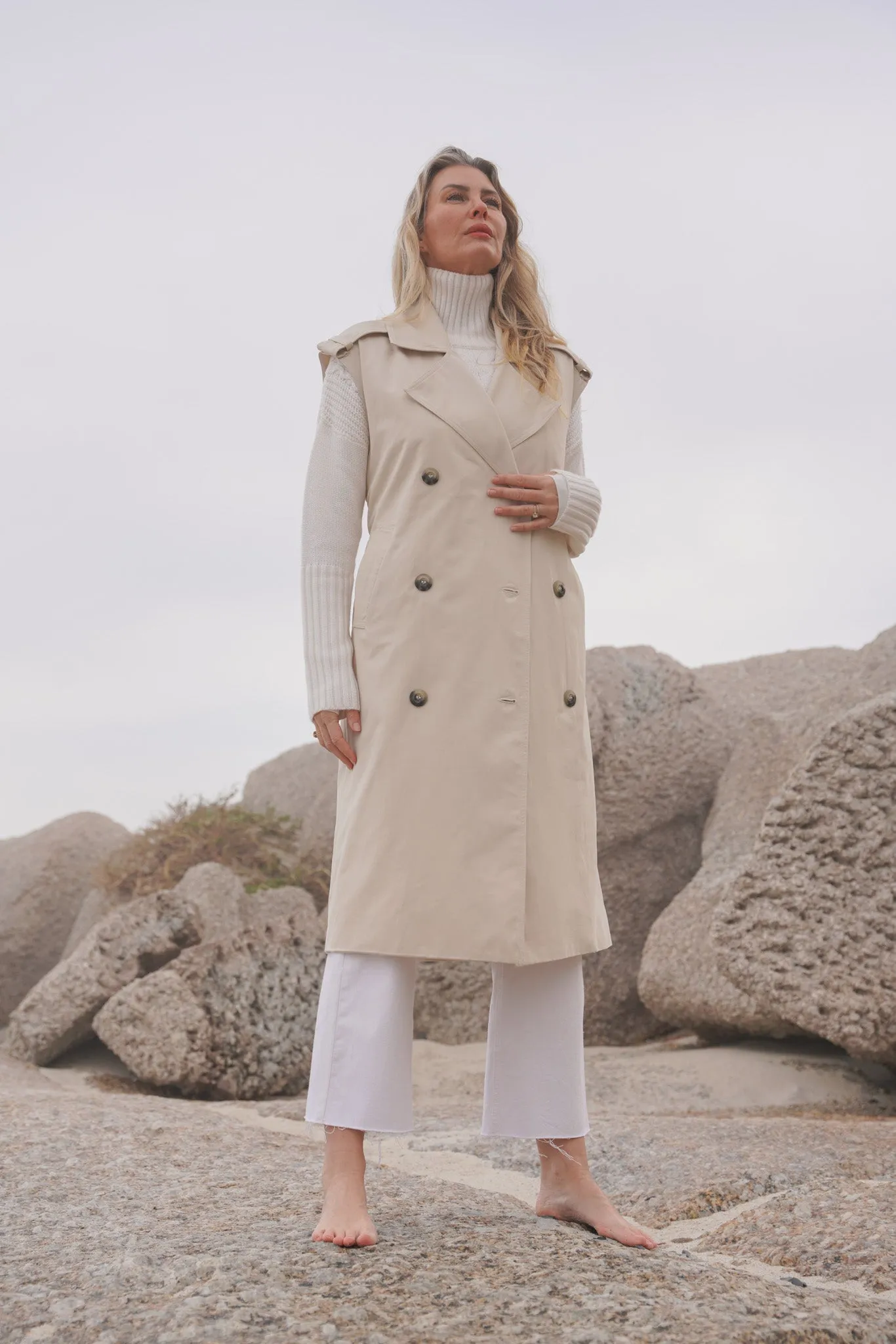 Ivory Sleeveless Coat