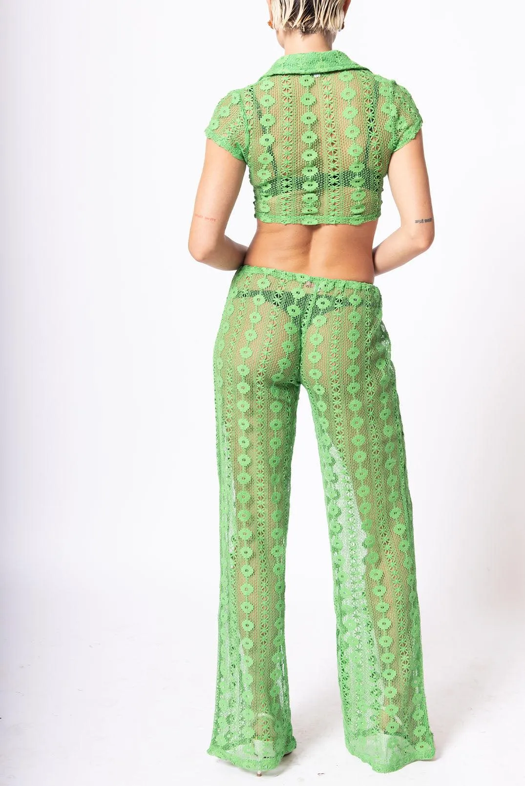 Jagger Green 70s Lace Crochet Trouser