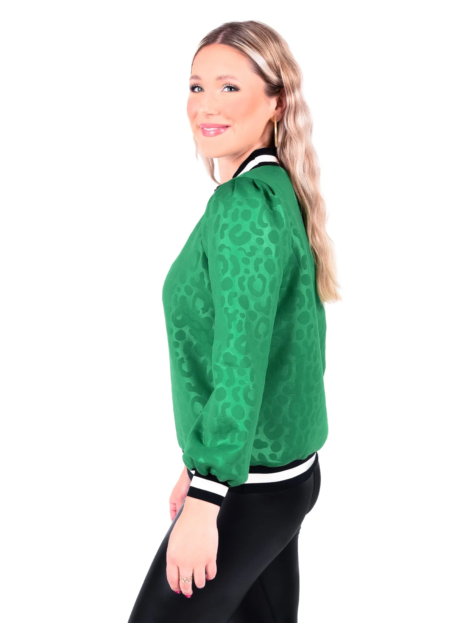 Julia Day Pullover - Evergreen Cheetah