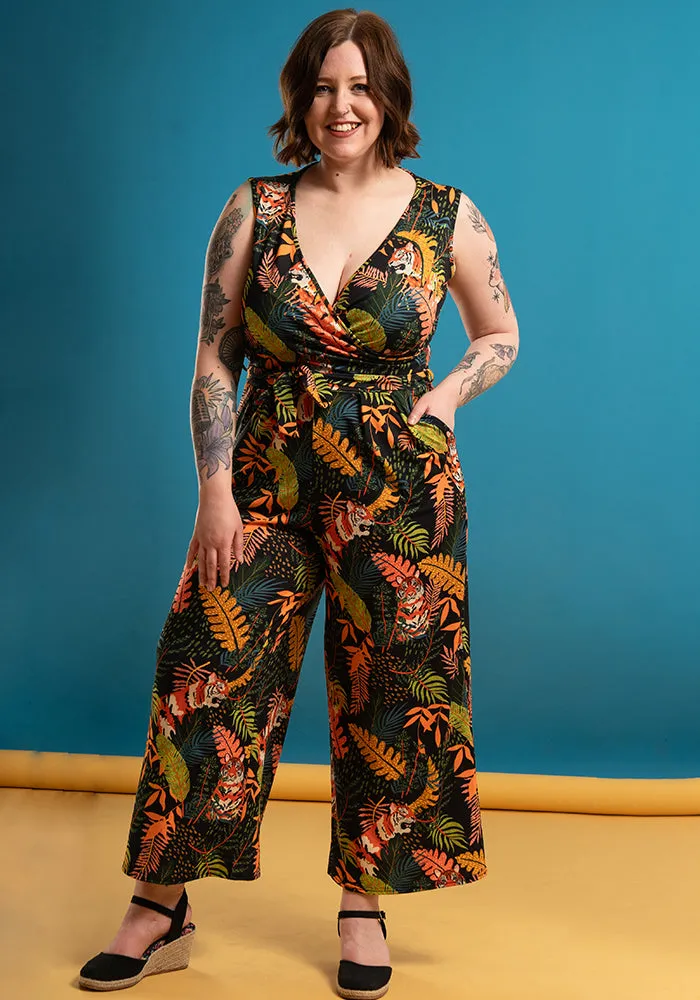 Katrina Jungle Tiger Print Culotte Leg Jumpsuit