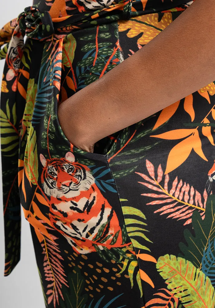 Katrina Jungle Tiger Print Culotte Leg Jumpsuit