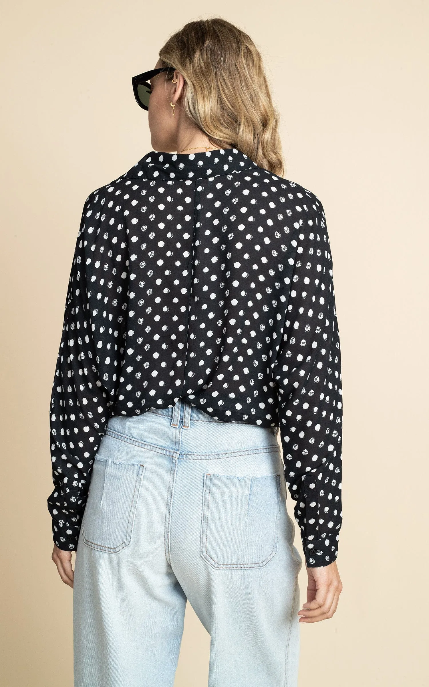 Keaton Shirt in Black Polka Dot