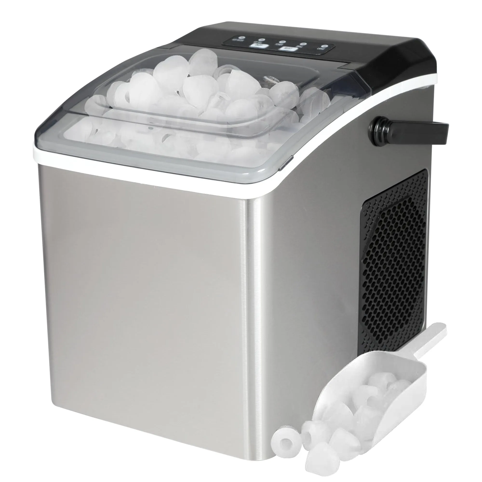 Koolatron Countertop Ice Machine | Portable Ice Maker | 26Lbs/24Hrs | 9 Ice Cubes Ready in 6 Mins | 2 Sizes Of Ice Pellets | Ice Scoop & Basket Included | Self-Cleaning | Stainless Steel